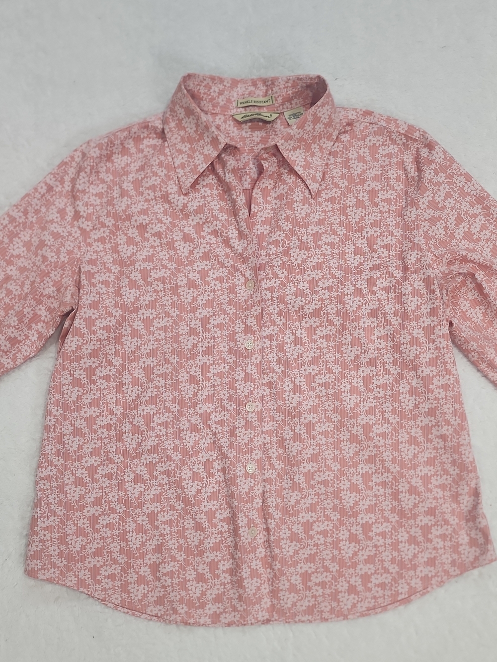 Vintage Eddie Bauer 3/4 Sleeve Floral Cottagecore Button Down Shirt